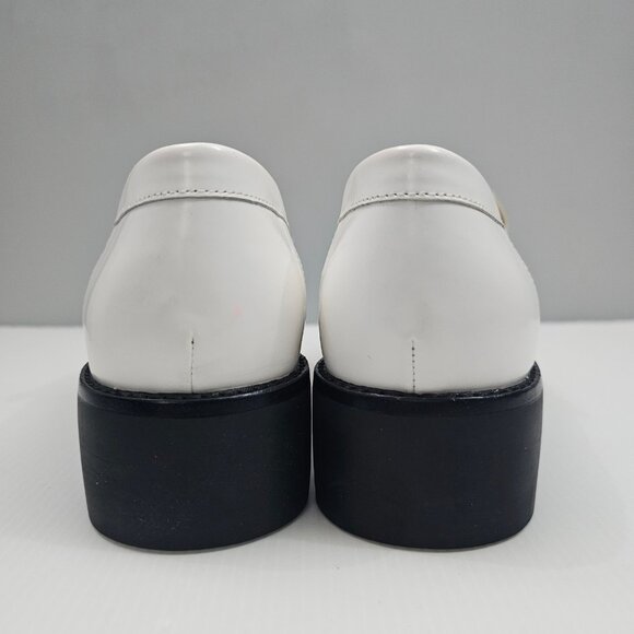 Tory Burch Everly Mini Loafer Womens 10.5 White Leather Chunky Platform Lug Sole - Picture 13 of 16